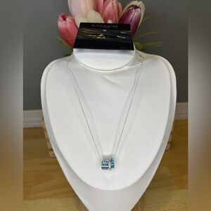 Coach Silver/Blue 3-Ring Necklace